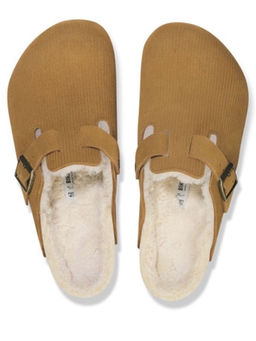 Birkenstock Boston Teddy Shearling Corduroy Suede Clogs Cork Brown 42 M9 W11